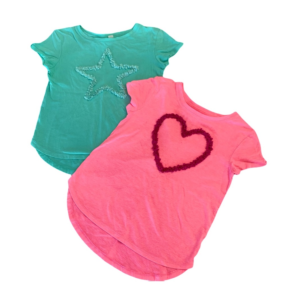 2 Pack GAP Girls Heart and Star T- Shirts. S